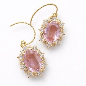 Princess Pink Halo Earrings • Oval Sparkle Drops